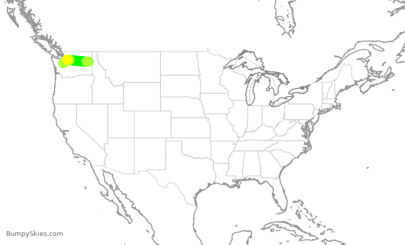 Turbulence forecast map for SKW3129, GEG to SEA