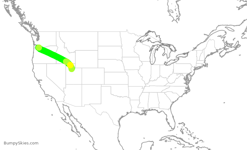 Turbulence forecast map for SKW3131, PDX to SLC