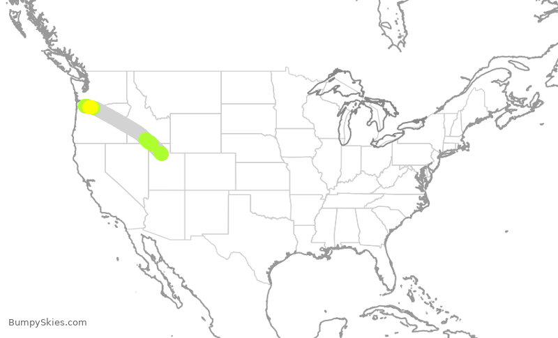 Turbulence forecast map for SKW3132, SLC to PDX