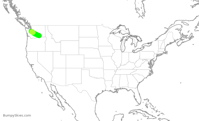 Turbulence forecast map for SKW3140, PSC to SEA