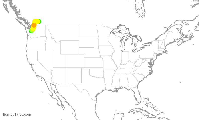 Turbulence forecast map for SKW3144, YLW to SEA