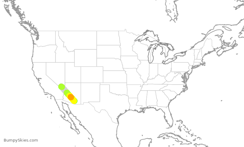 Turbulence forecast map for SKW3160, LAS to TUS