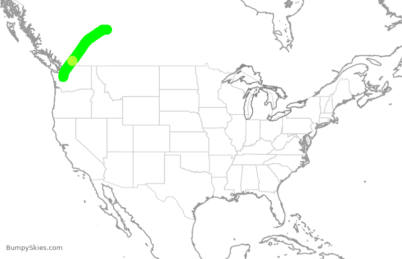 Turbulence forecast map for SKW3161, SEA to YEG