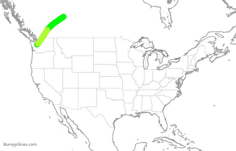 Turbulence forecast map for SKW3162, YEG to SEA