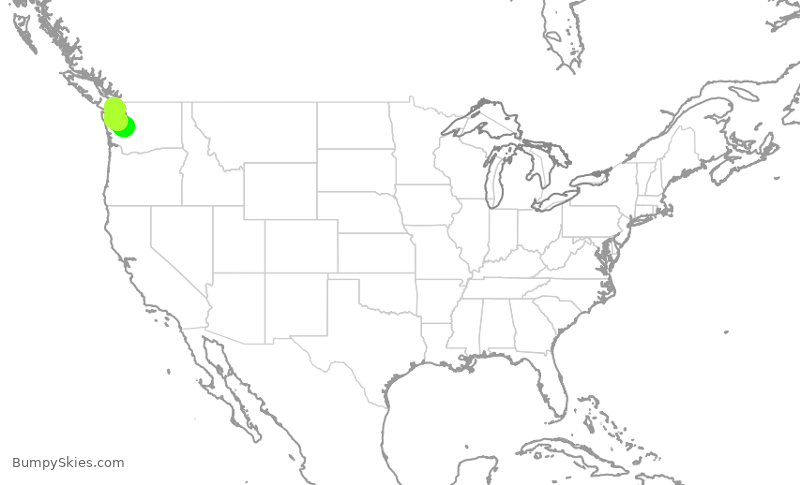 Turbulence forecast map for SKW3181, SEA to YYJ