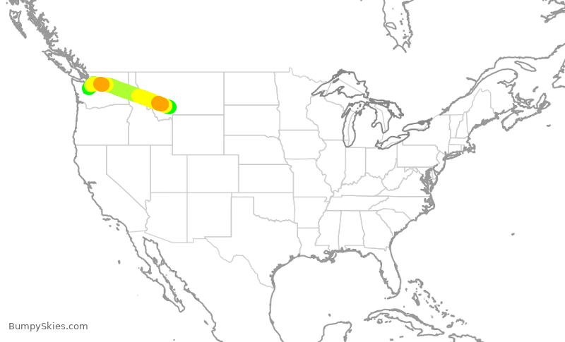 Turbulence forecast map for SKW3182, BZN to SEA