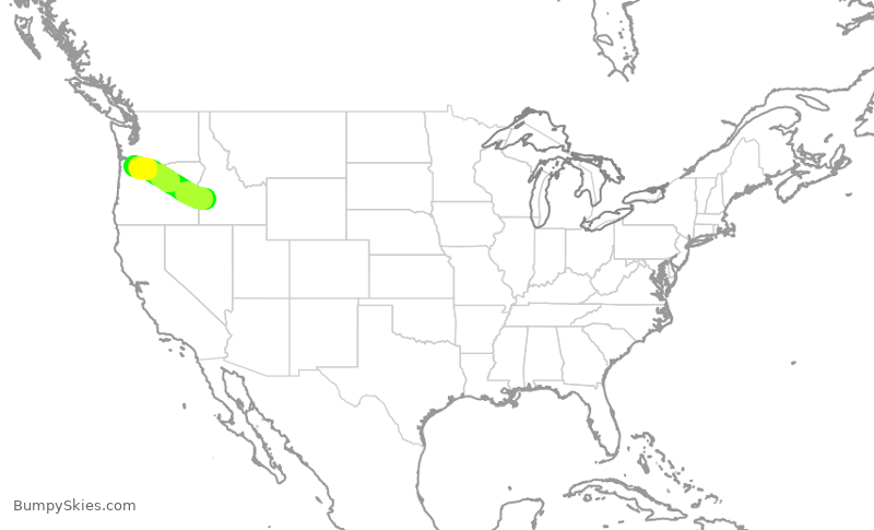 Turbulence forecast map for SKW3184, BOI to PDX