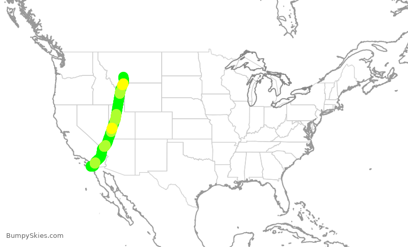 Turbulence forecast map for SKW3187, SAN to BZN