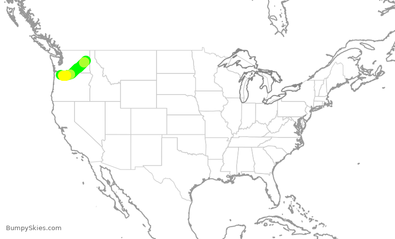 Turbulence forecast map for SKW3201, GEG to PDX