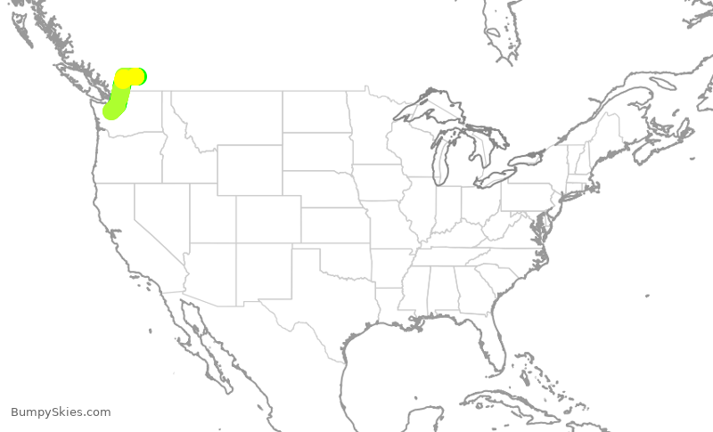 Turbulence forecast map for SKW3205, YLW to SEA