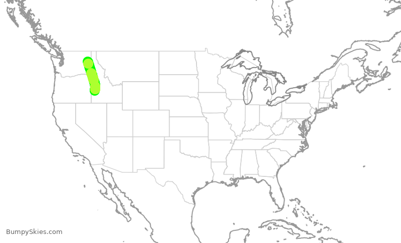Turbulence forecast map for SKW3208, BOI to GEG