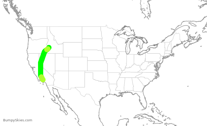 Turbulence forecast map for SKW3209, BUR to BOI