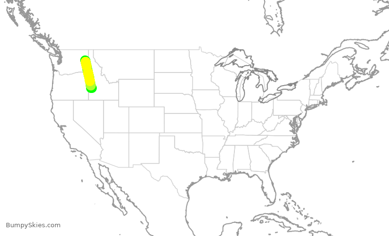 Turbulence forecast map for SKW3215, GEG to BOI