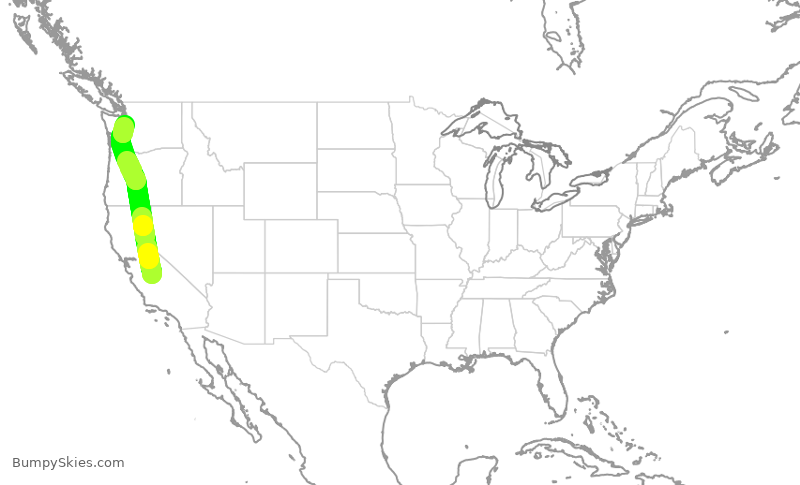 Turbulence forecast map for SKW3219, FAT to SEA