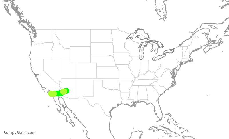 Turbulence forecast map for SKW3221, SAN to PHX