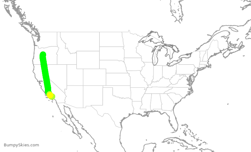 Turbulence forecast map for SKW3223, RDM to BUR