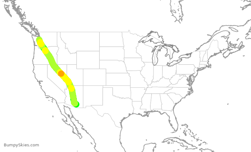Turbulence forecast map for SKW3225, SEA to TUS