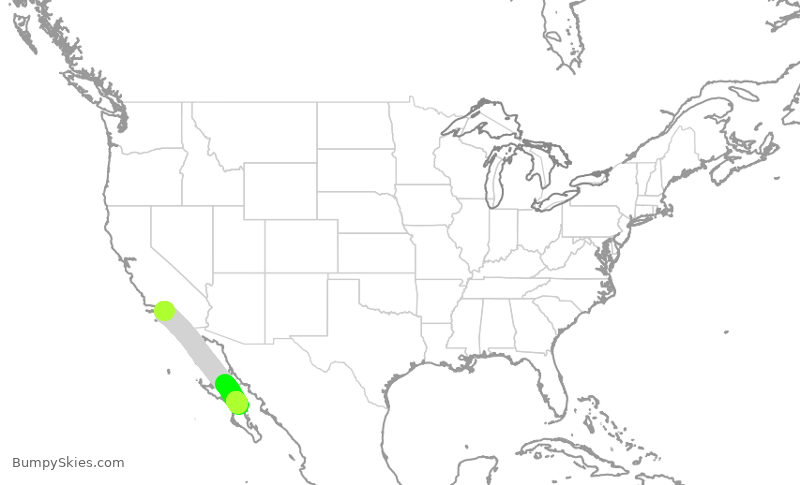 Turbulence forecast map for SKW3226, LAX to LTO