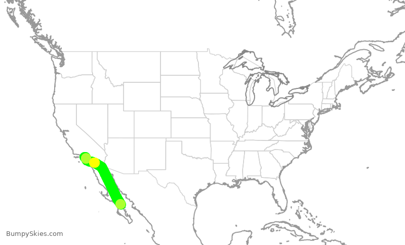 Turbulence forecast map for SKW3227, LTO to LAX