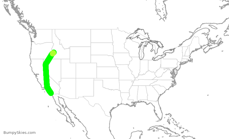 Turbulence forecast map for SKW3235, BOI to SAN