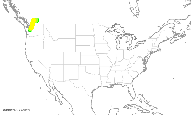 Turbulence forecast map for SKW3240, YLW to SEA