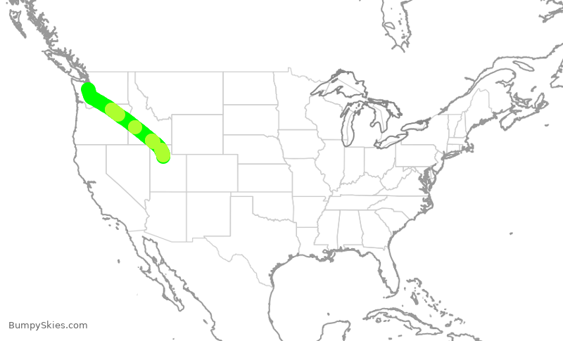Turbulence forecast map for SKW3268, SEA to SLC