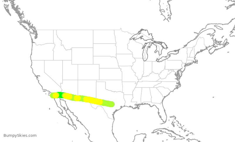 Turbulence forecast map for SKW3272, AUS to SAN