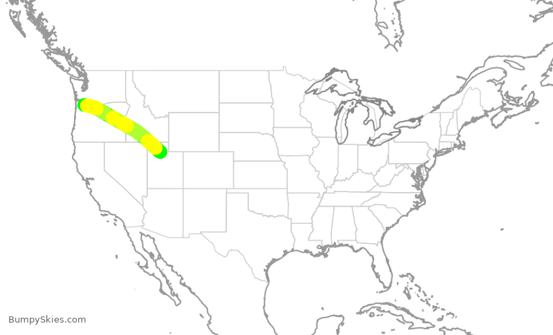 Turbulence forecast map for SKW3280, SLC to PDX