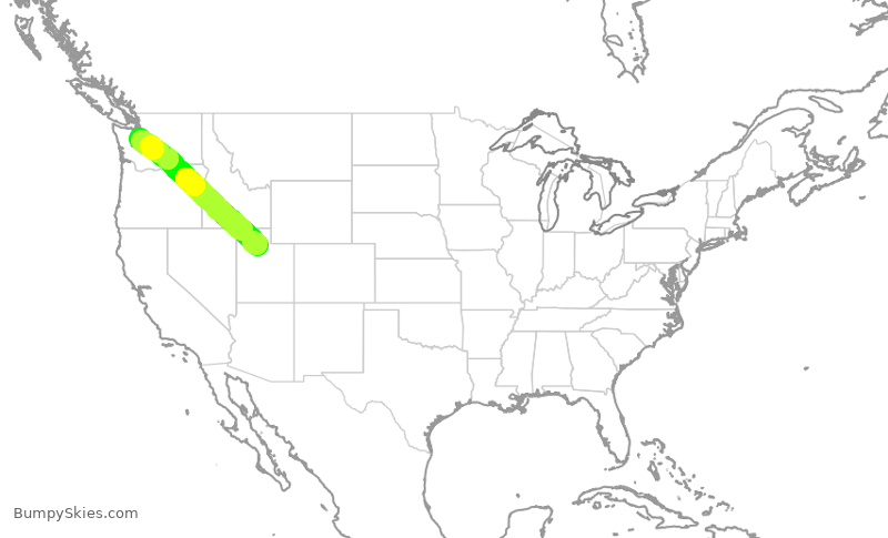 Turbulence forecast map for SKW3281, SLC to SEA