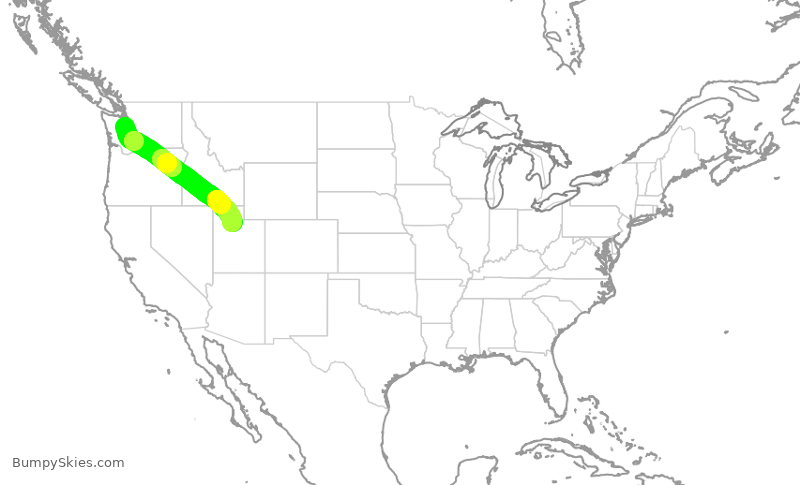 Turbulence forecast map for SKW3282, SEA to SLC