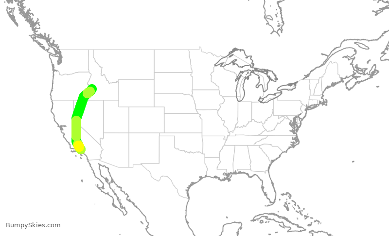 Turbulence forecast map for SKW3283, BUR to BOI