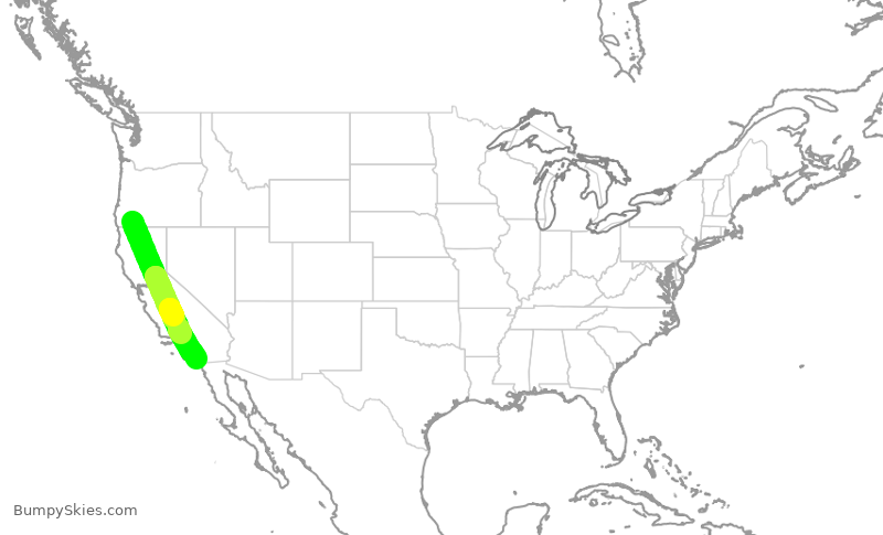 Turbulence forecast map for SKW3289, MFR to SAN