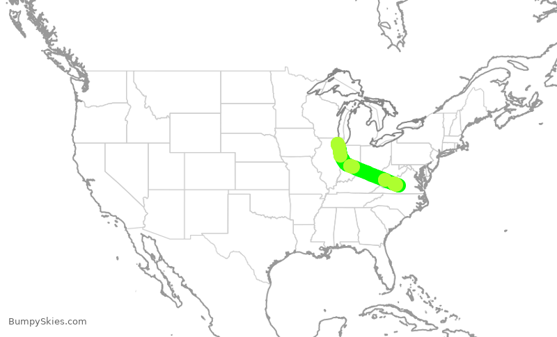 Turbulence forecast map for SKW328, ORD to LYH