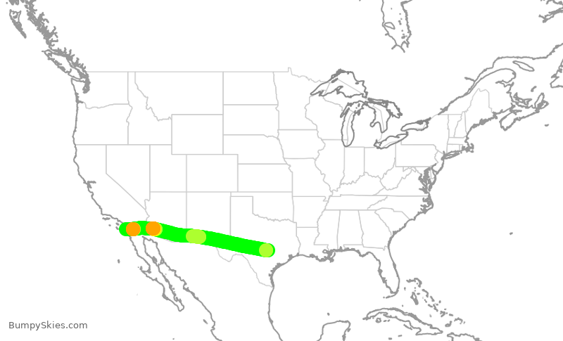 Turbulence forecast map for SKW3293, AUS to SAN