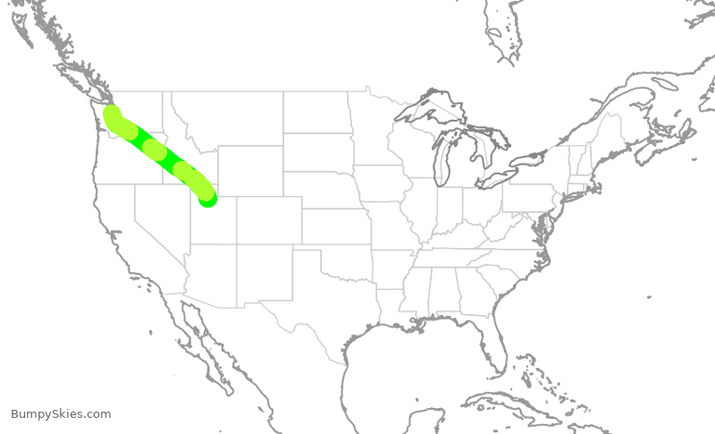 Turbulence forecast map for SKW3298, SEA to SLC