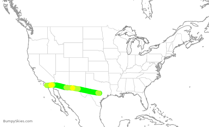 Turbulence forecast map for SKW3301, AUS to SAN