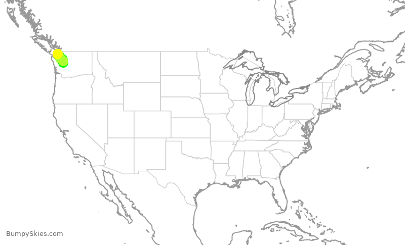 Turbulence forecast map for SKW3302, YYJ to SEA