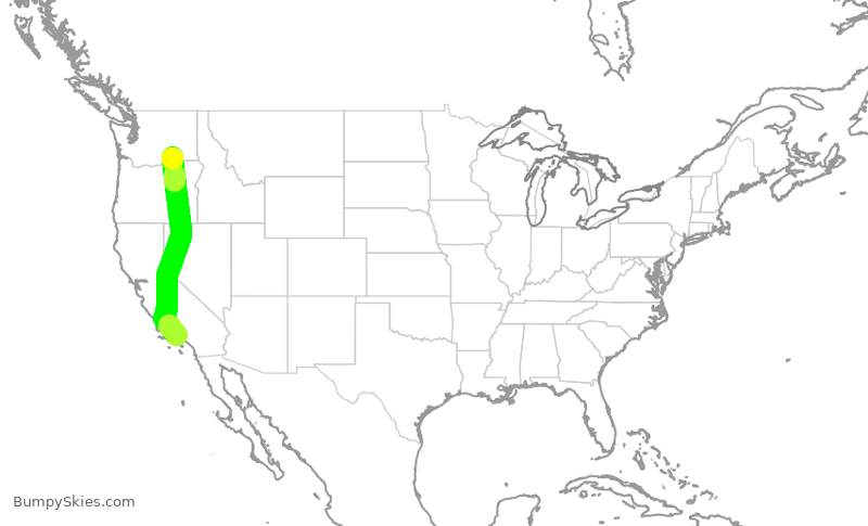 Turbulence forecast map for SKW3304, PSC to LAX