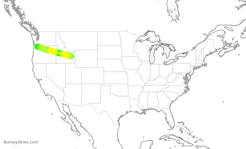 Turbulence forecast map for SKW3307, IDA to PDX