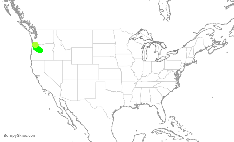Turbulence forecast map for SKW3314, RDM to PDX