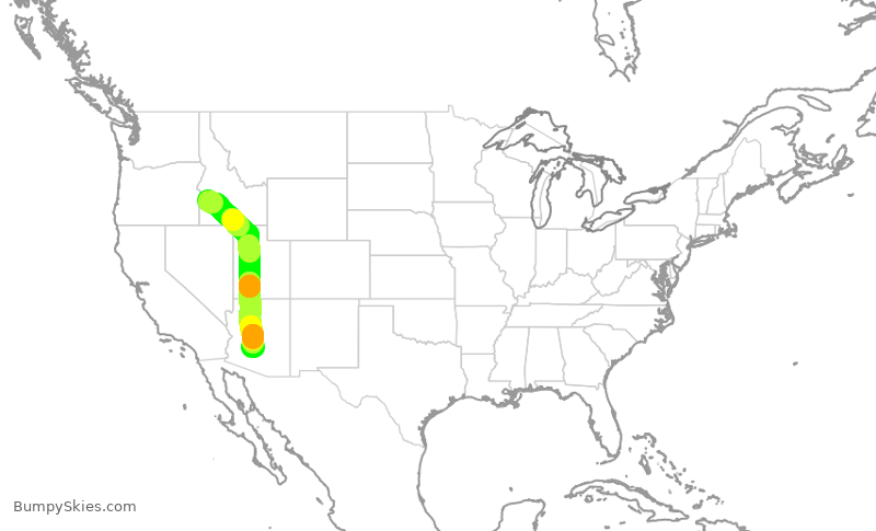 Turbulence forecast map for SKW3316, BOI to PHX