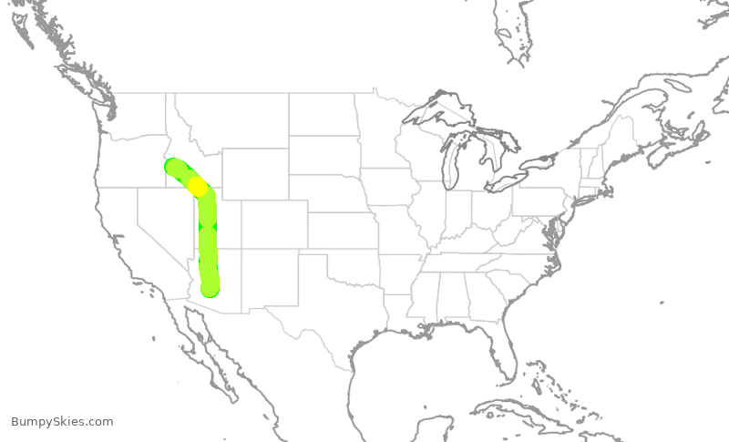 Turbulence forecast map for SKW3319, BOI to PHX
