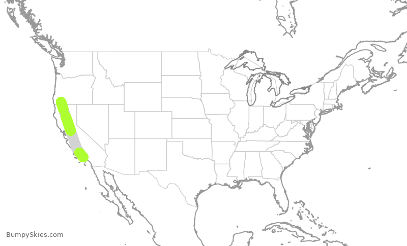 Turbulence forecast map for SKW3322, MFR to LAX
