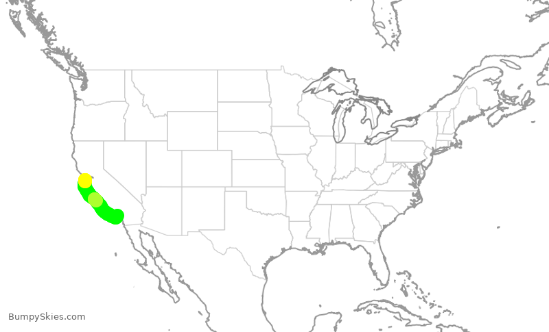 Turbulence forecast map for SKW3326, SFO to SNA
