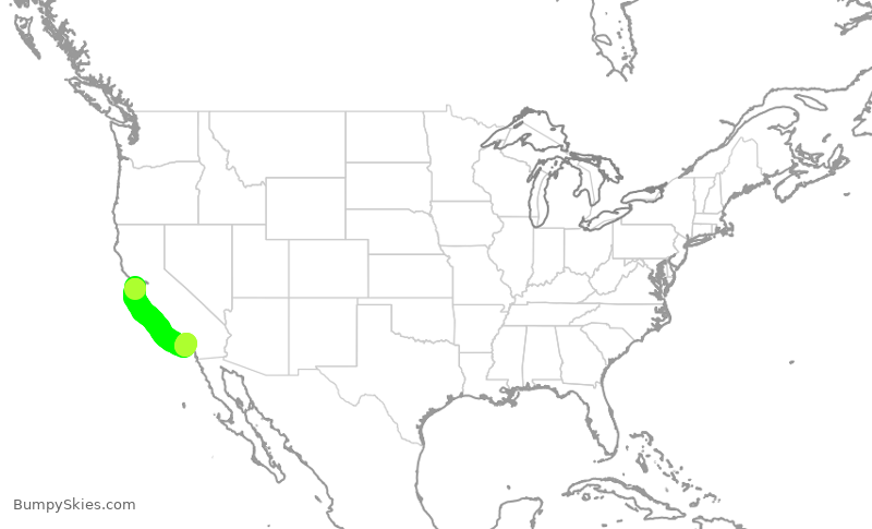 Turbulence forecast map for SKW3327, SFO to SNA