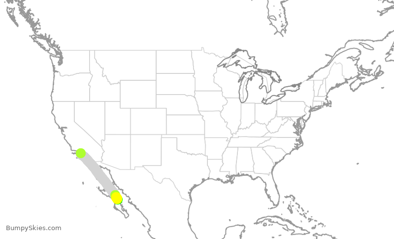 Turbulence forecast map for SKW3328, LAX to MLT