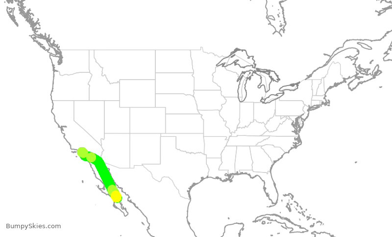 Turbulence forecast map for SKW3328, MLT to LAX
