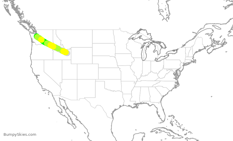 Turbulence forecast map for SKW3332, IDA to SEA
