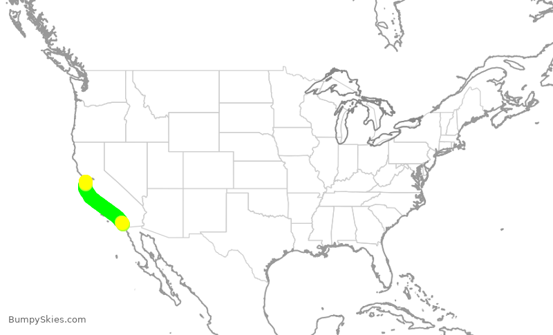 Turbulence forecast map for SKW3337, SFO to SAN
