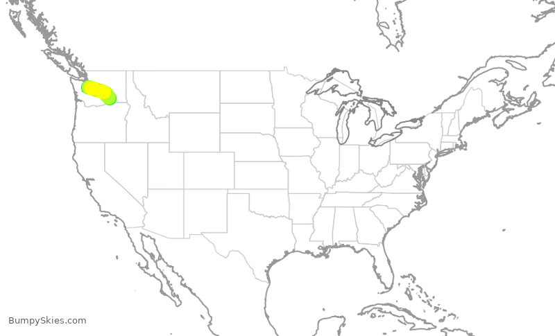 Turbulence forecast map for SKW3353, SEA to PSC